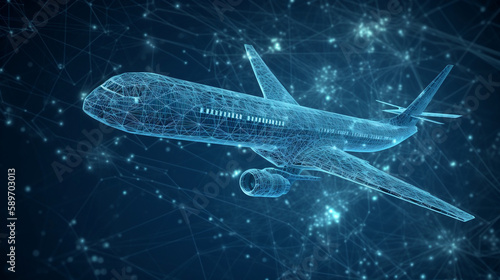 blue digital airplane data made by. Generative ai