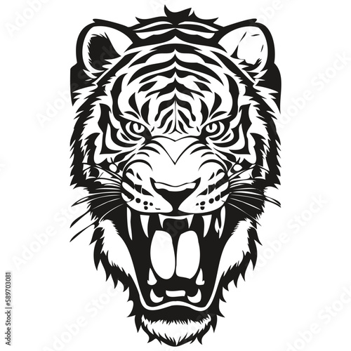 Tiger head mascot logo for esport and sport team, black and white template badges