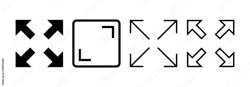 Fullscreen Icon vector for web and mobile app. Expand to full screen sign and symbol. Arrows symbol Fullscreen Icon vector for web and mobile app. Expand to full screen sign and symbol. Arrows symbol