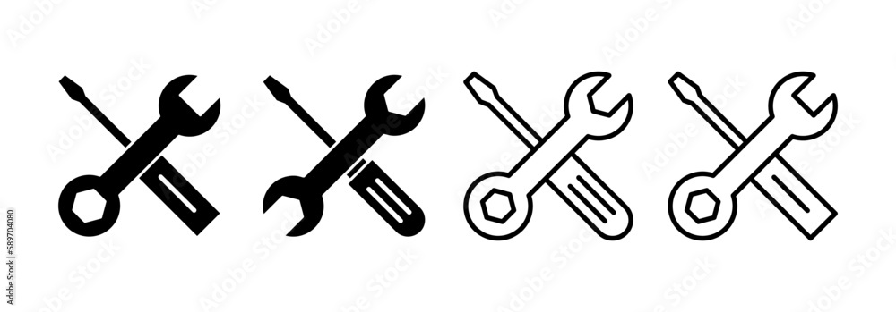 Repair tools icon vector for web and mobile app. tool sign and symbol. setting icon. Wrench and screwdriver. Service Repair tools icon vector for web and mobile app. tool sign and symbol. setting icon. Wrench and screwdriver. Service