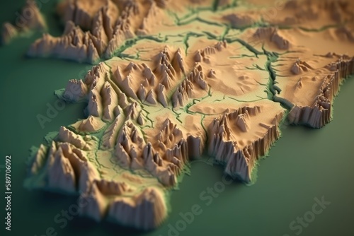map of the United States highlighting its mountain range. Generative AI photo