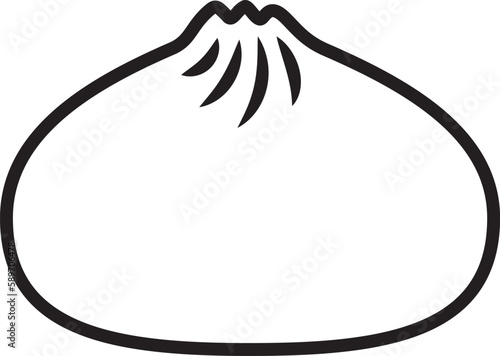 A single Chinese steamed pork bun, known as Baozi. flat vector illustration.