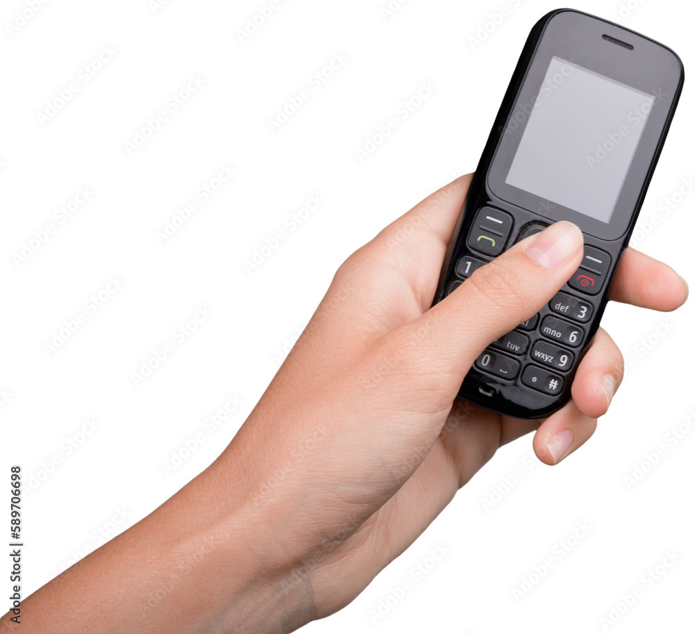Closeup on Hand Using an Old Mobile Phone Closeup on Hand Using an Old Mobile Phone