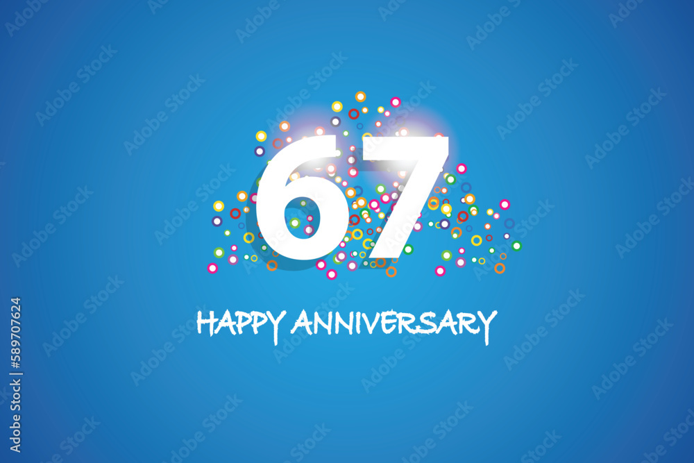 Naklejka premium 67th anniversary on blue background.