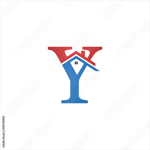 initial y logo with real estate design icon template