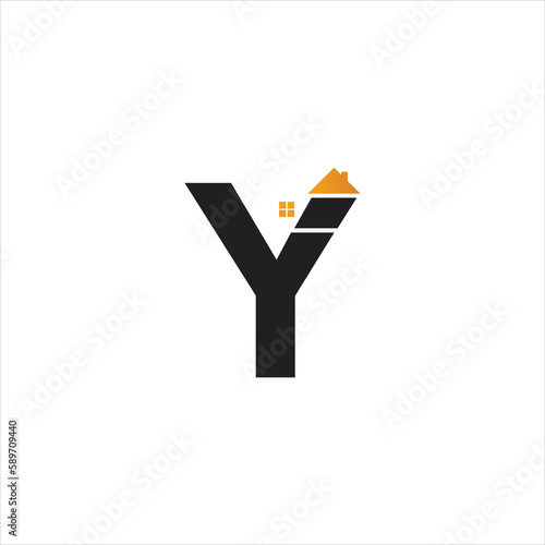 initial y logo with real estate icon simple