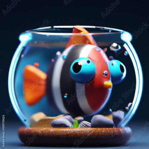 Obraz na płótnie Generative AI of 3D cute tropical fish in an aquarium w salonie