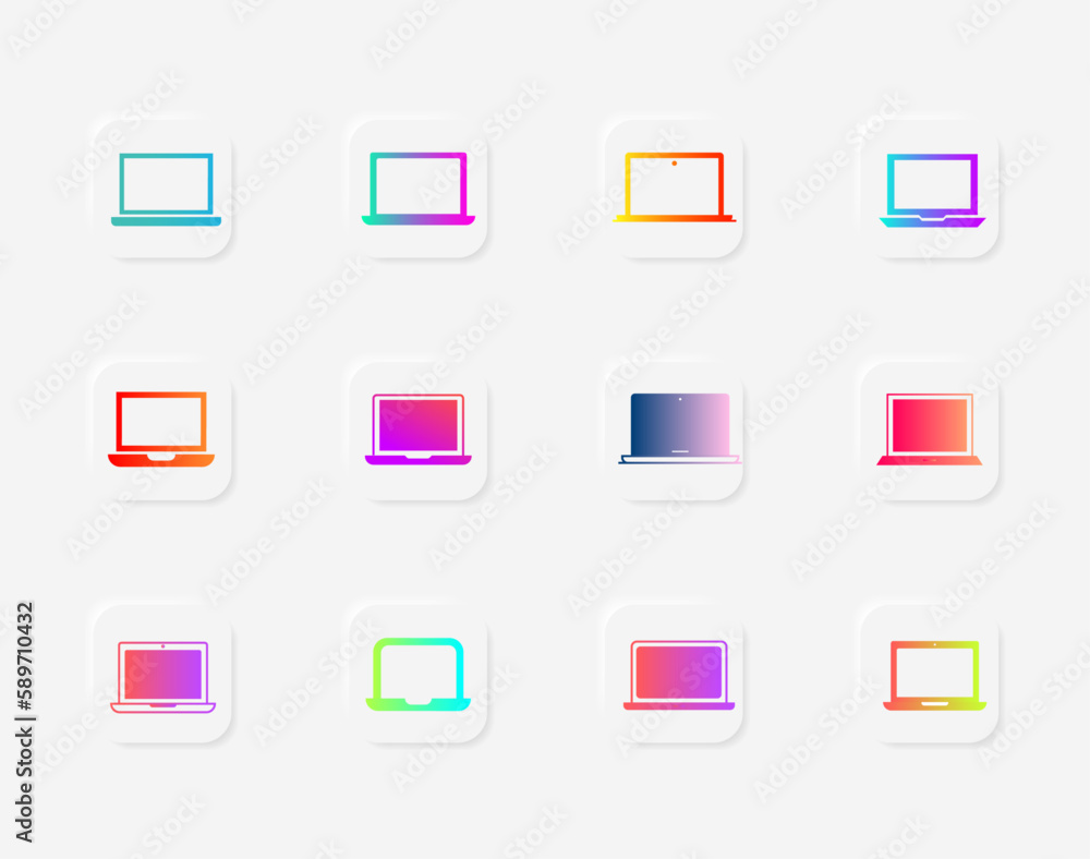 A Versatile Collection of Laptop Icon Designs for Digital Devices and Business Laptop Silhouette Icon in gradient style.