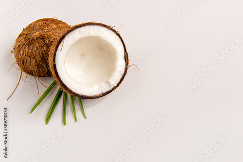 coconut on white background top view