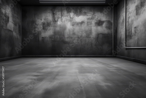 dimly lit room in black and white. Generative AI