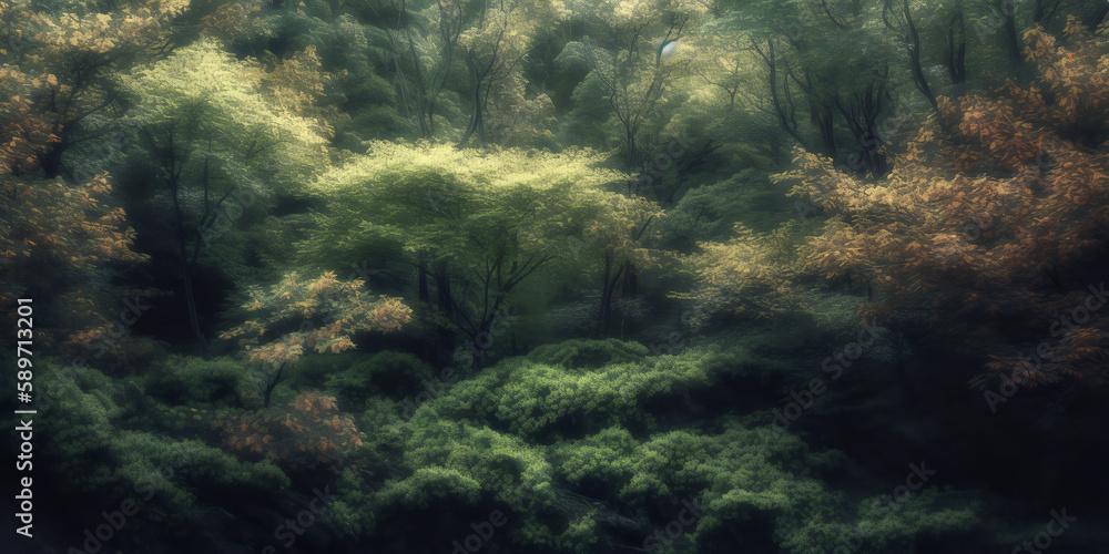 Sunbeams in the dark forest. Deep forest tree. Morning in colorful forest with sunbeams through tree branches. Beautiful forest with various trees. Generative AI Sunbeams in the dark forest. Deep forest tree. Morning in colorful forest with sunbeams through tree branches. Beautiful forest with various trees. Generative AI