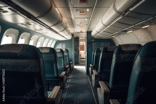 old low cost airplane cabin corridor generative ai