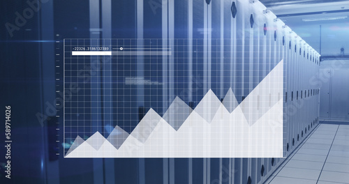 White graph processing data over computer servers in server room