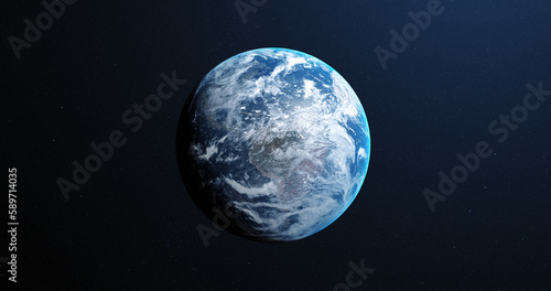 Planet earth with clouds, our world globe seen against a dark background in outer space