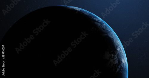 Fototapeta Naklejka Na Ścianę i Meble -  Part of planet earth in darkness at night, viewed from outer space, with copy space