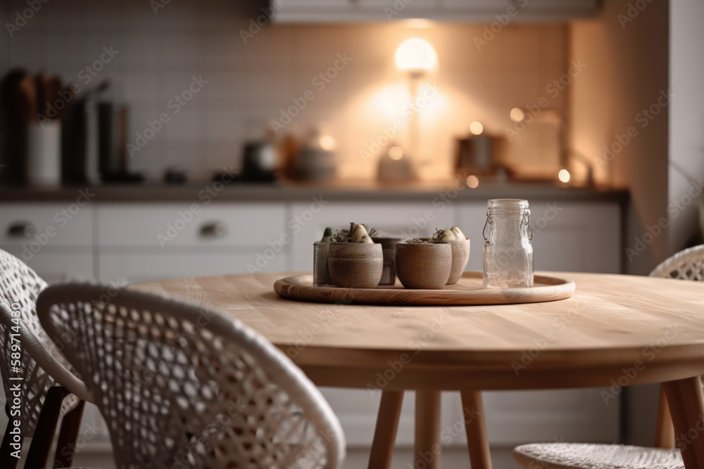 kitchen dining empty wooden table generative ai kitchen dining empty wooden table generative ai