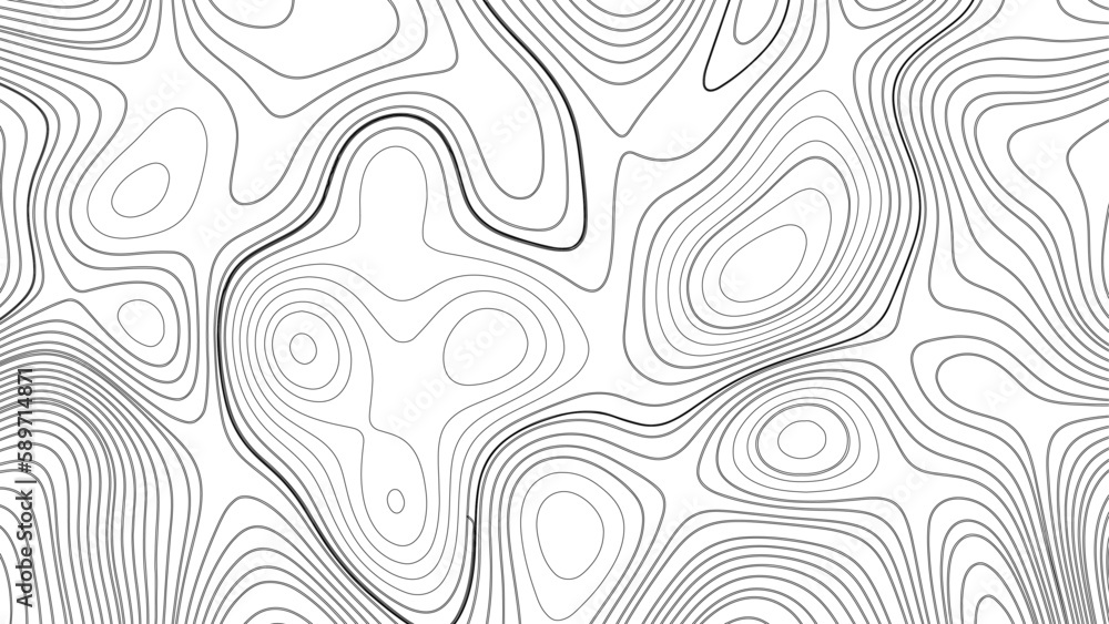 Topography map background. Vector geographic contour map. Topographic background and texture, Abstract lines background. Contour maps. Vector illustration. Abstract white topography vector background.