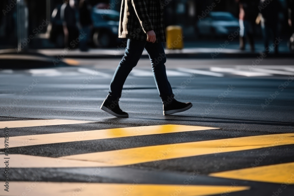pedestrian crosses the road on a zebra generative ai pedestrian crosses the road on a zebra generative ai