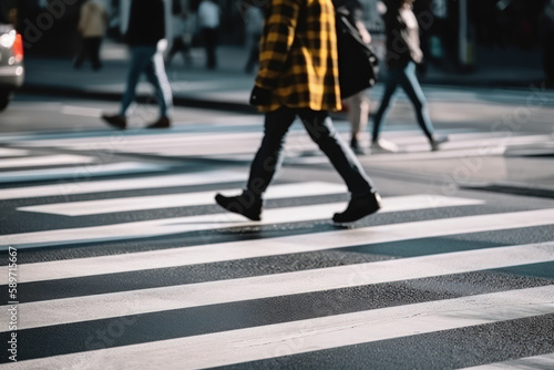pedestrian crosses the road on a zebra generative ai © Poter