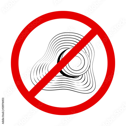 Contour drawing of a hat with wide brim and a strips around under the ban sign. Isolate. Vector. EPS