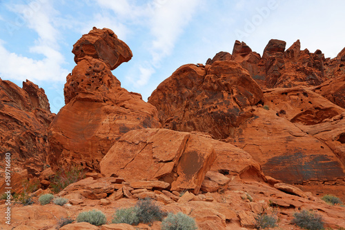 Landscape with Balanced Rock - Valley of Fire State Park, Nevada