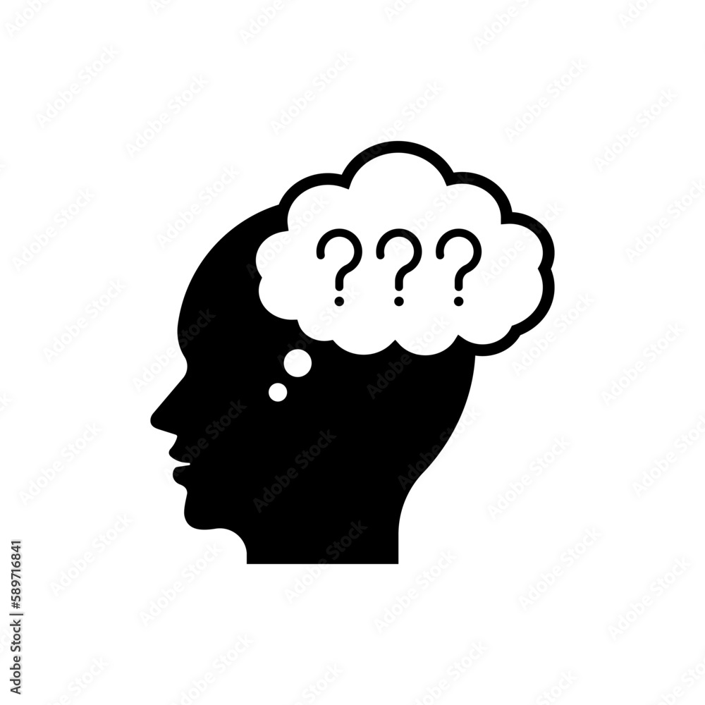 Human head with think bubble flat icon isolated on white background. Vector illustration Human head with think bubble flat icon isolated on white background. Vector illustration