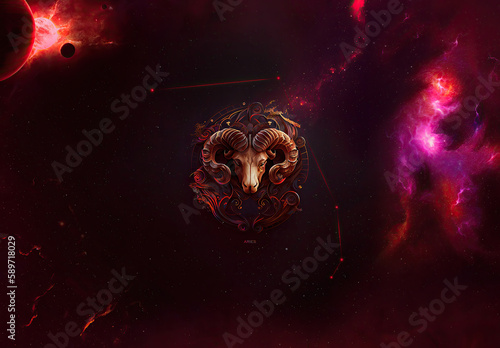 Aries: "Embodiment of the Ram: A Bold and Fiery Illustration of Aries Zodiac Sign"
Background 