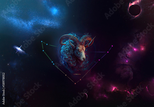 Capricornio: "Mountain of Ambition: A Strong and Steady Illustration of Capricorn Zodiac Sign"
Background