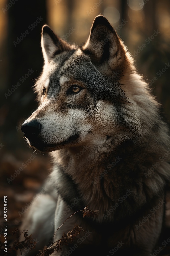 Obraz premium Close-Up Wolf in Nature