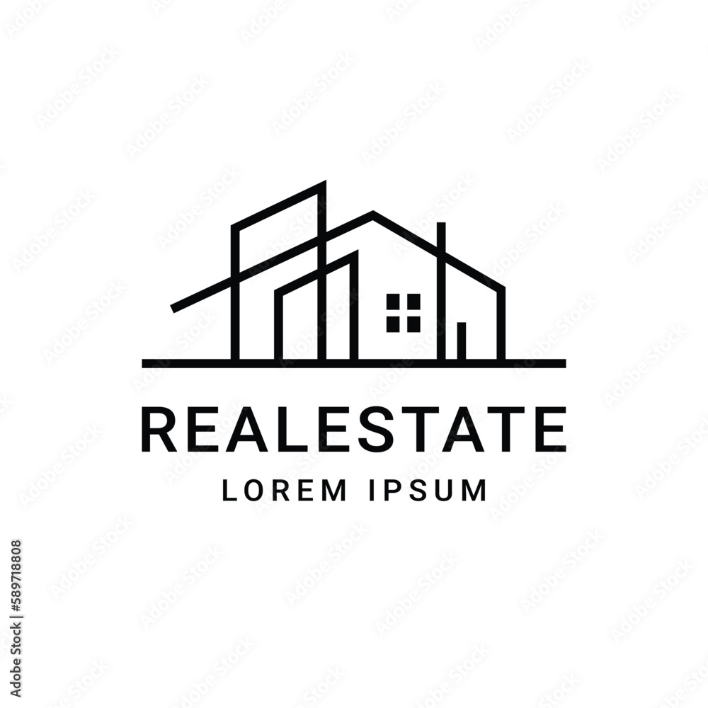 Real estate, home logo is formed by minimalistic and modern lines