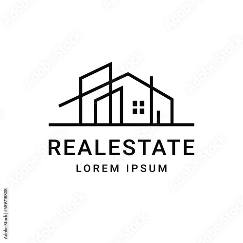 Real estate, home logo is formed by minimalistic and modern lines