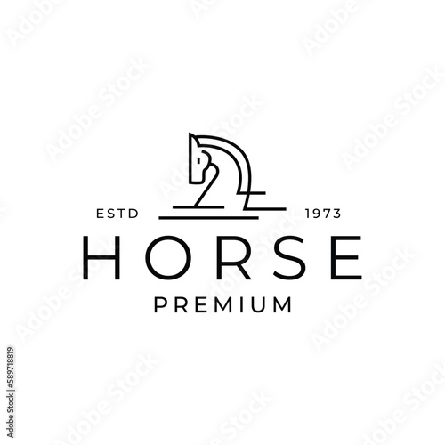 Horse logo with minimalistic and modern lines suitable for businesses engaged in technology and other general businesses