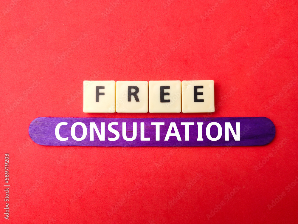 Toys word and ice cream stick with the word FREE CONSULTATION