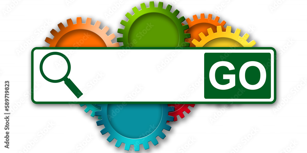 Colorful gear and searching field isolated Colorful gear and searching field isolated