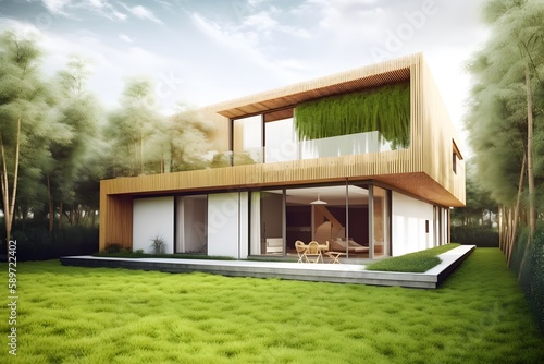 Modern minimalist wood house concept design
