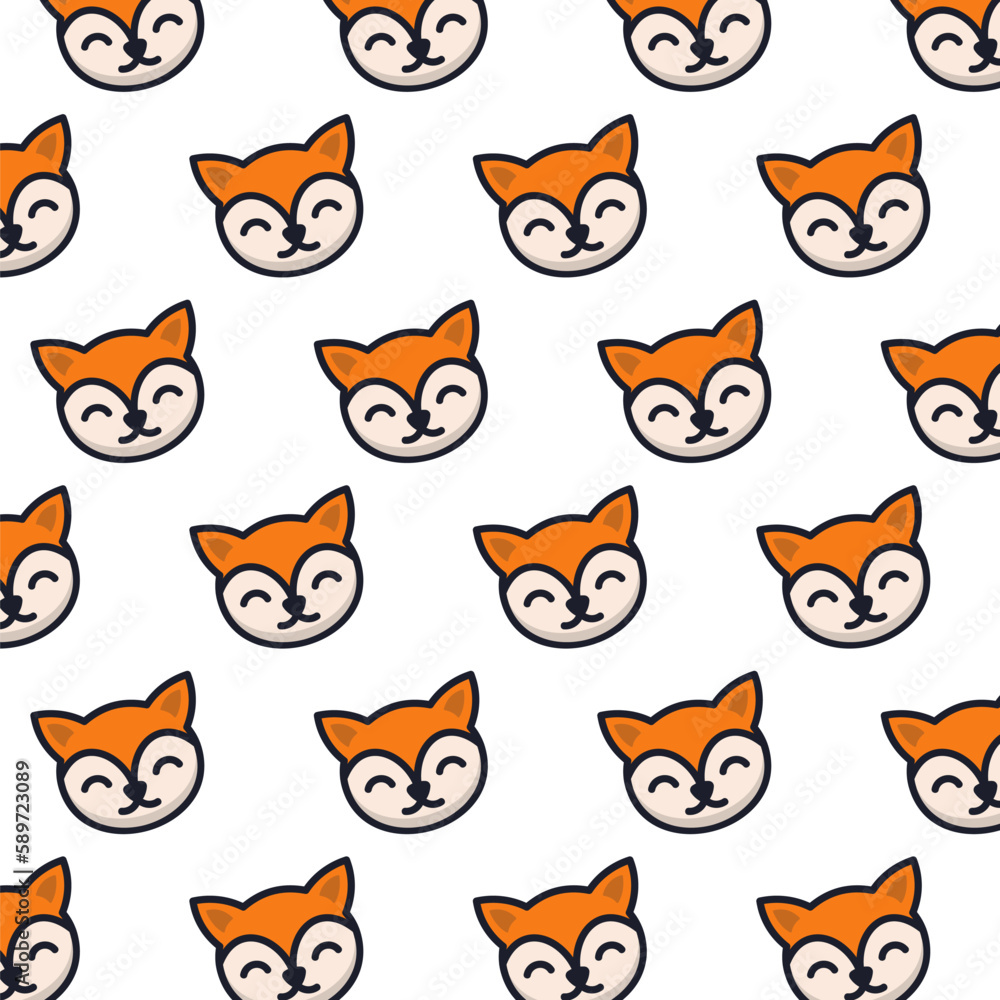 pattern head fox animal cute logo