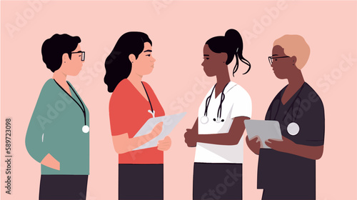 medical doctors talking, vector illustration