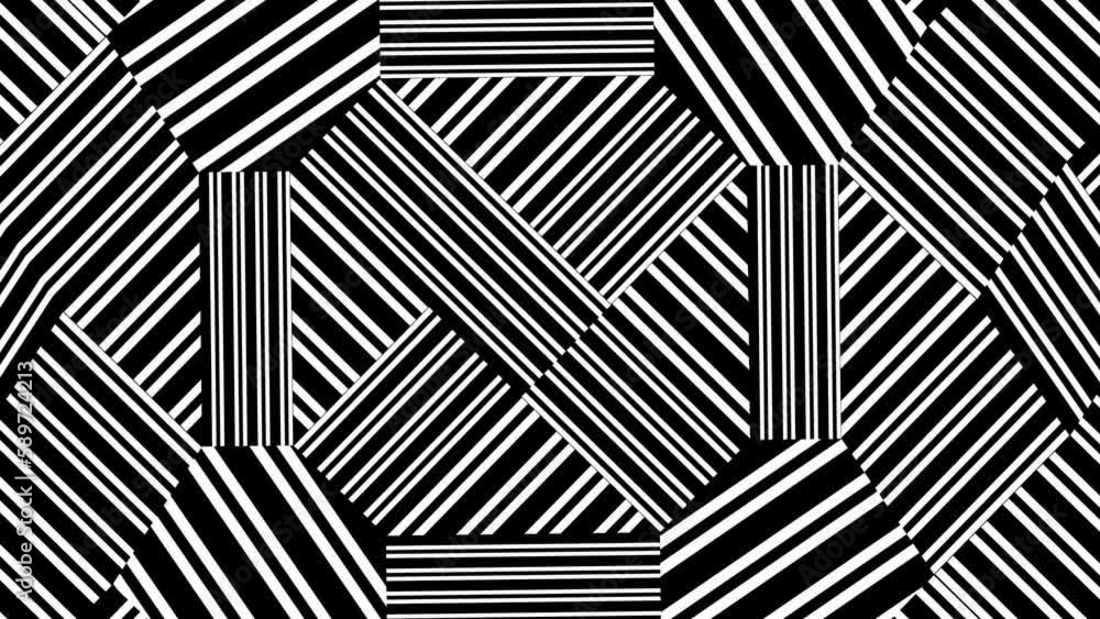 Abstract background with black and white stripes.Seamless loop video.Monochrome pattern. Abstract background with black and white stripes.Seamless loop video.Monochrome pattern.
