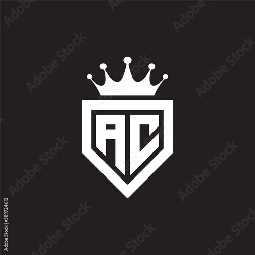 AC or CA logo monogram symbol shield with crown shape design vector