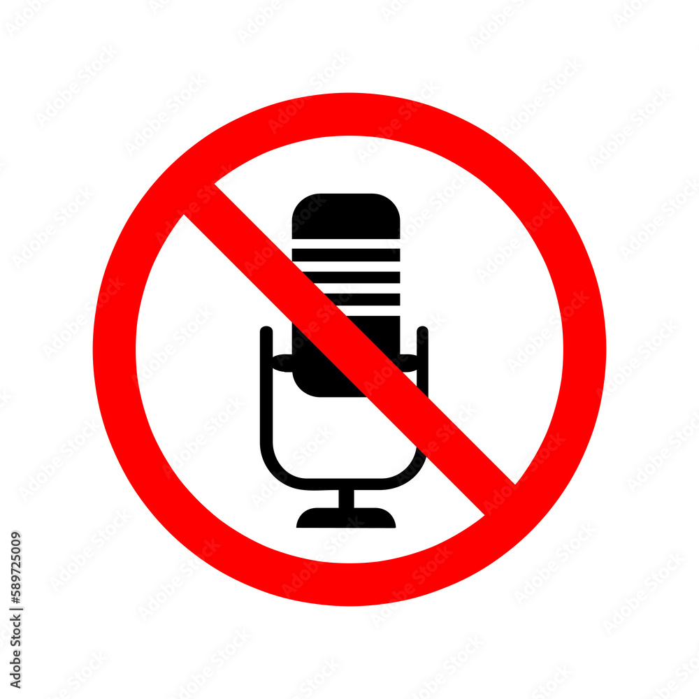 Mic ban icon. Microphone is prohibited Vector illustration on white background..eps Mic ban icon. Microphone is prohibited Vector illustration on white background..eps
