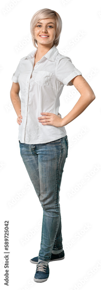 Confident woman isolated over a white background