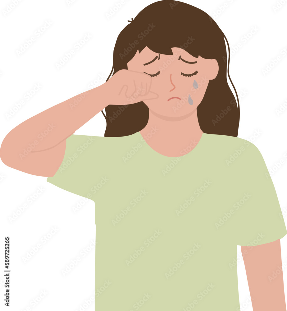 Portrait of sad girl woman crying stress and exhausted illustration Portrait of sad girl woman crying stress and exhausted illustration