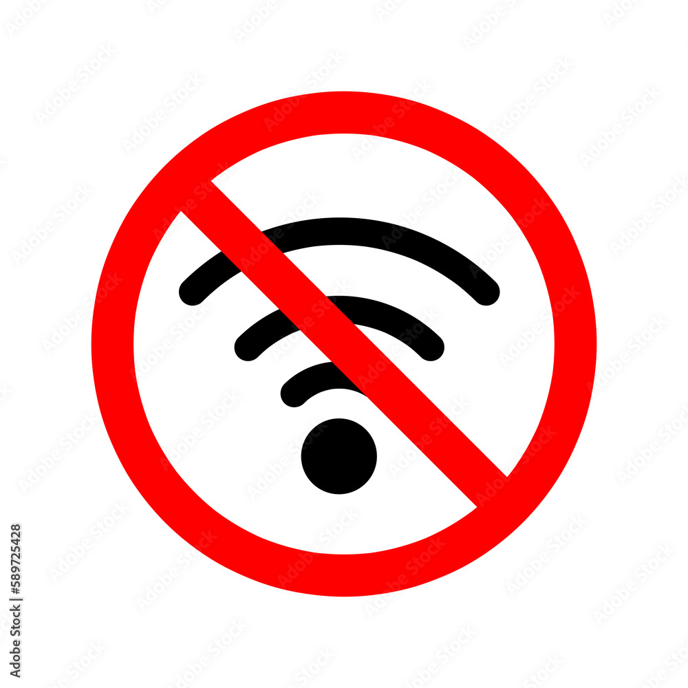 WI-FI is prohibited. Stop WI-FI icon. Vector illustration on white background..eps WI-FI is prohibited. Stop WI-FI icon. Vector illustration on white background..eps