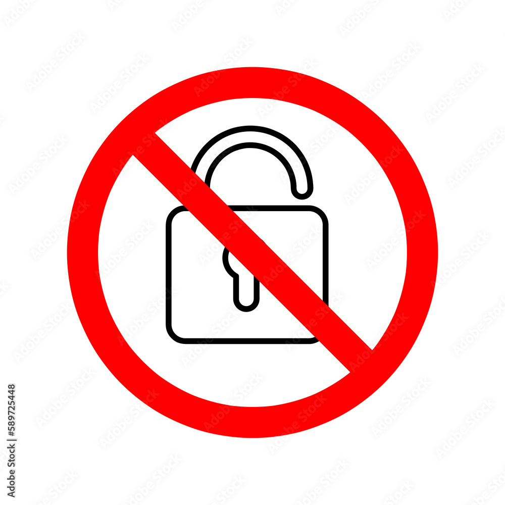 Blocking icon. Lock is prohibited. Vector illustration on white background..eps Blocking icon. Lock is prohibited. Vector illustration on white background..eps