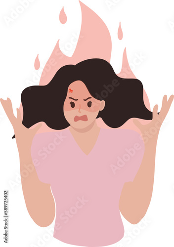 Picture portrait of angry woman mom illustration