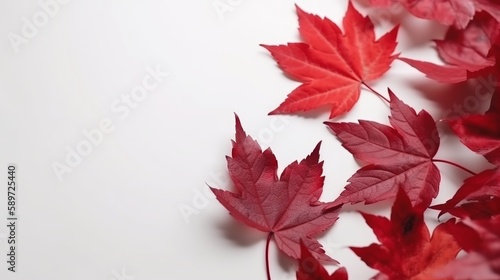 July 1st - Canada Day illustration with maple leaves on white wooden background  Generative ai