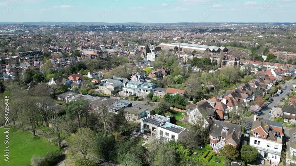 Large houses on edge of Golders hill park London UK Large houses on edge of Golders hill park London UK