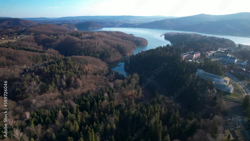 Breathtaking View Of The Forest And Bieszczady Mountains Nearby Lake Solina In Lesko County, Poland. Aerial Breathtaking View Of The Forest And Bieszczady Mountains Nearby Lake Solina In Lesko County, Poland. Aerial