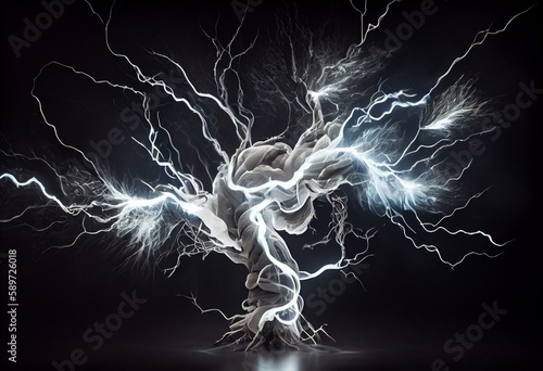 White Plasma Pure Energy and Force Electical Power. Generative AI