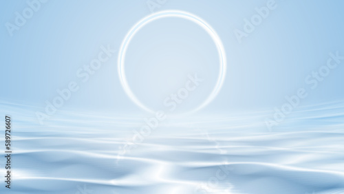 Aperture and reflection floating on blue water wave